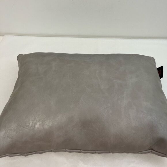 FRYE Leather Woven Rectangular Accent Throw Pillow Cover Grey Geige 20x13 - Picture 2 of 5